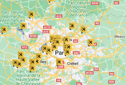 carte IDF des points de vente